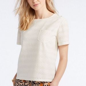 NWT L.L. Bean Eyelet Top White Ivory - Size L
